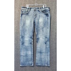 Cowgirl Tuff Jeans Womens 34x31(36x30) Jazzy 2 Thick Embroidered Sequin Flaps